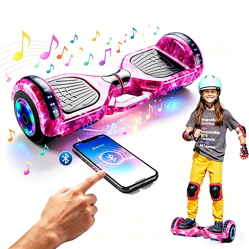 Hoverboard elétrico com dupla voltagem velocidade máxima de 13 km/h conexão Bluetooth LED rodas de 6,5 polegadas