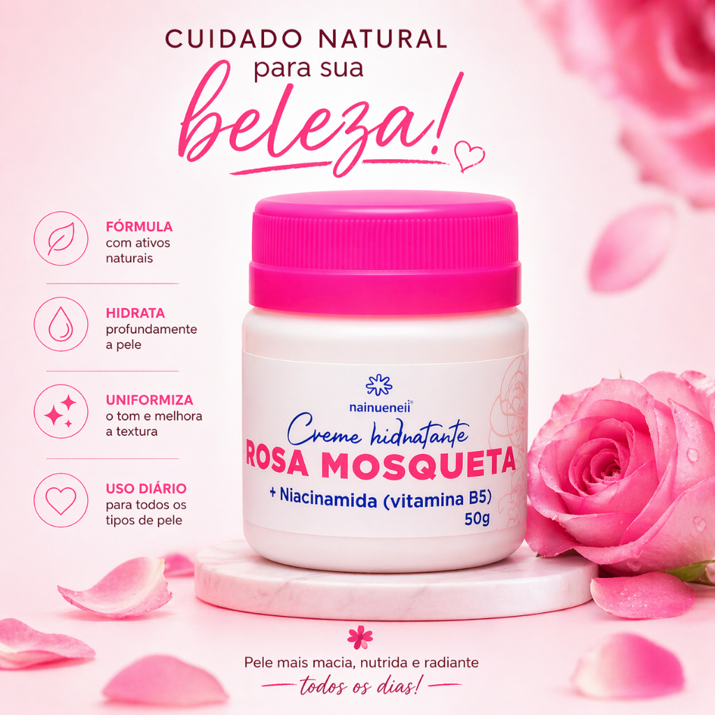 Creme de Rosa Mosqueta Niacinamida B3  Hidratante e Uniformizador de mancha axilas rosto e virilha