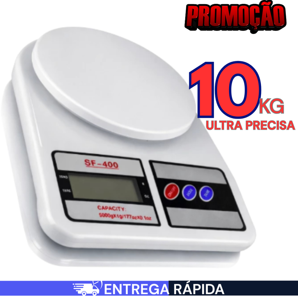 Balança de Cozinha Alta Precisão até 10kg Digital Dieta Alimentos Super Precisa Nutrição Confeitaria
