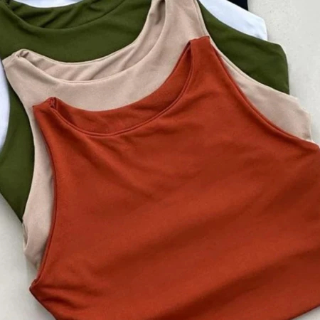 Kit 3 Regatas Blusinha Suplex Duplo Básica Elegante Moda Blogueira Tendencia
