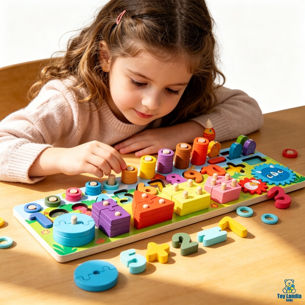 Brinquedos educativos para crianças: Quebra-cabeça de aprendizagem precoce com blocos numéricos