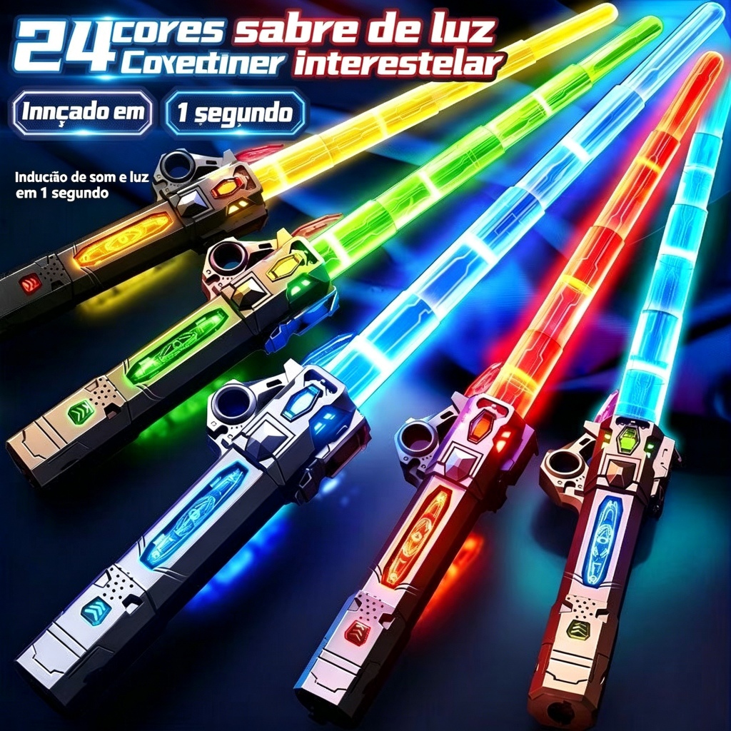 Novo Sabre De Luz De Plástico Retrátil Com Efeito De Mudança De Cor Brinquedo