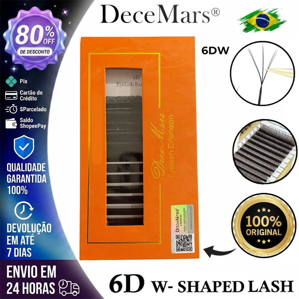 Cílios W 6D Decemars  Volume Egípcio Alongamento Extensão De Cilios Egipcio Fio A Fio Mega Maquiagem.