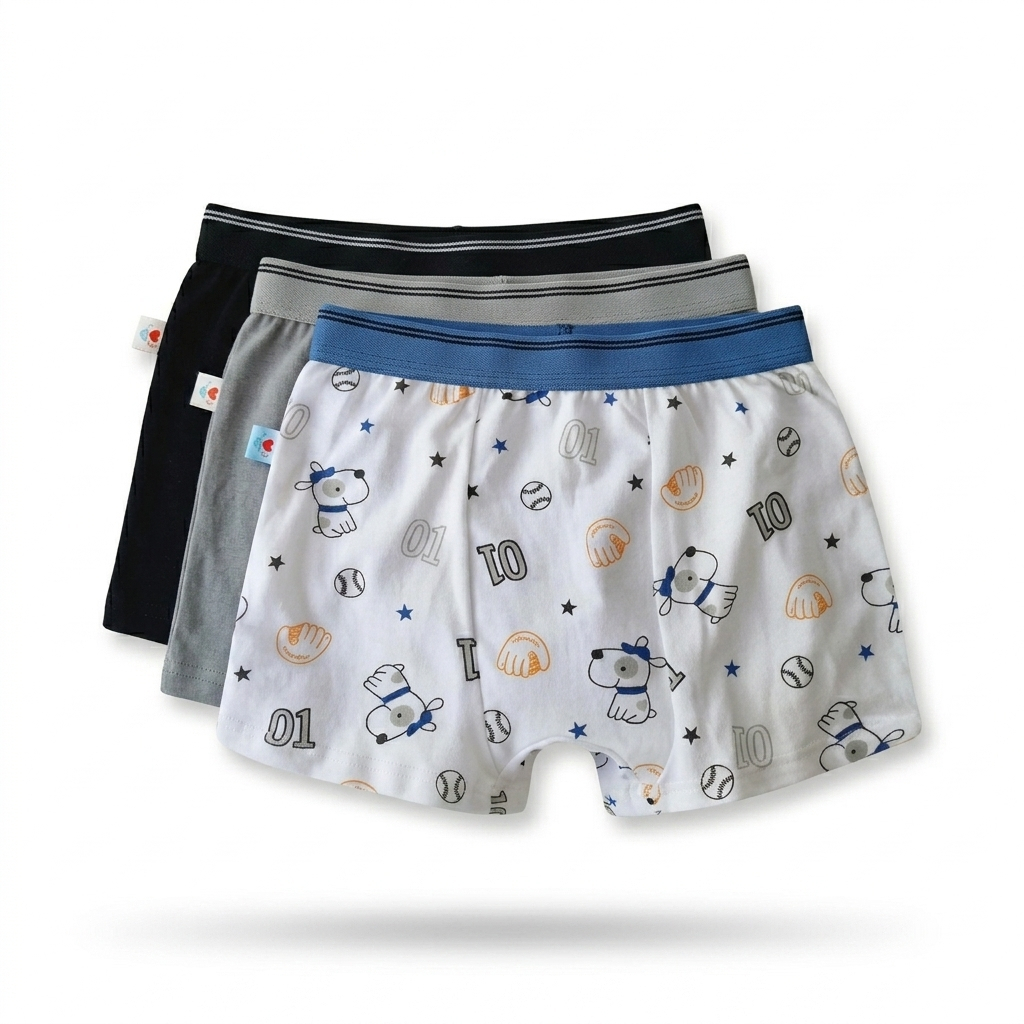 kit Cueca bebê infantil boxer desfralde treinamento 3 peças tam 02 a 03 anos algodão