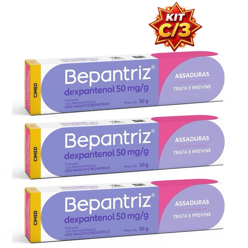 KIT C/3 BEPANTRIZ POMADA 30g cada - Pomada para tratar e prevenir assaduras - Hidratação e cicatrização da pele