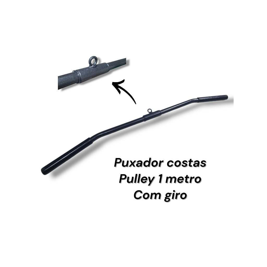 Puxador barra costas pulley 1,00 metro com giro academia musculação