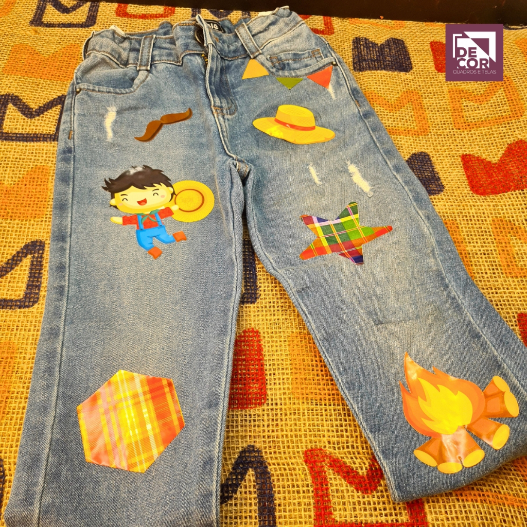 Kit Adesivo Festa Junina Infantil Para Roupa Vinil Impermeável Premium