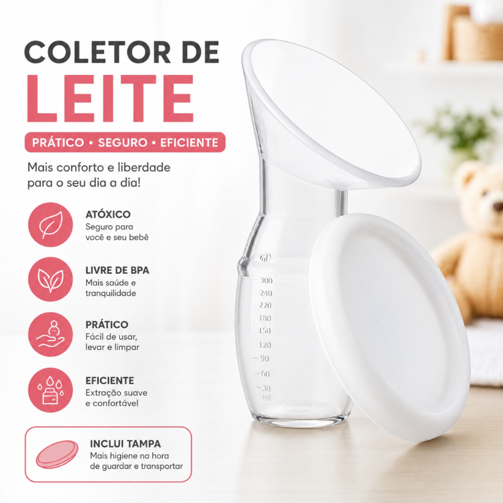 Copo Extrator Coletor De Leite Materno Silicone Atoxico Bpa Free