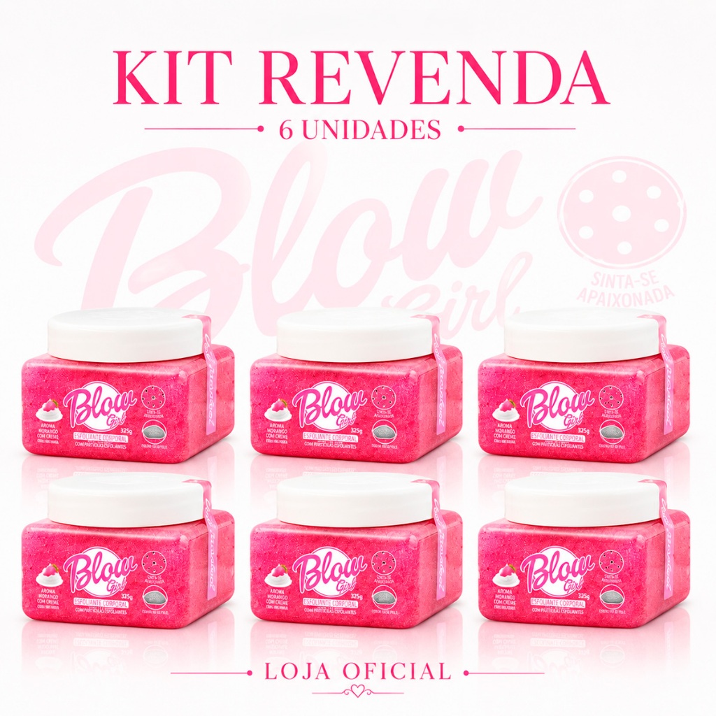 Kit Revenda 6 Esfoliante Corporal Geleia Morango Rocha Vulcanica Blow Girl Atacado 525g