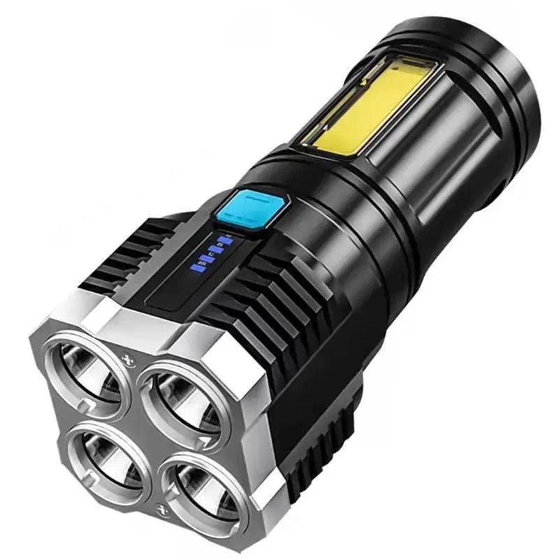Lanterna LED Forte 1500m Super Potente 4 Luminárias Recarregável USB Portátil Ultra Brilhante
