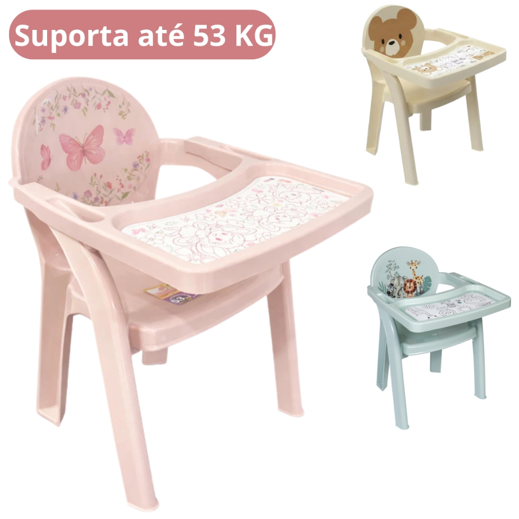 Poltrona Cadeirinha Infantil com Bandeja Mesinha de Alimentação Portatil Para Bebe 53kg Plasutil