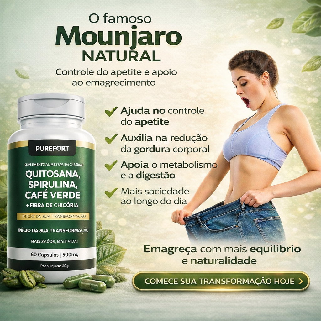 Quitosana + Spirulina + Psyllium + Fibra de Chicória + Café Verde 600mg | Suplemento Alimentar Original