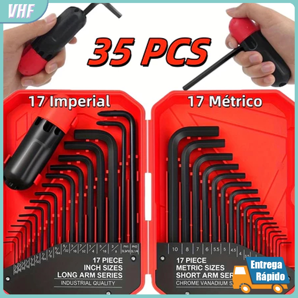 Kit Chave Torx Allen 35 Peças Aço Cromo Vanadium