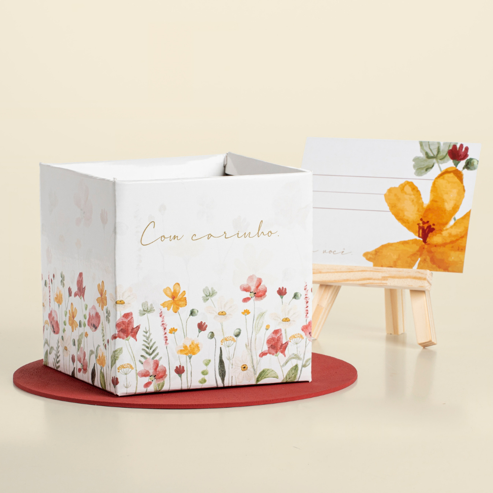 Embalagem Dia dos Namorados - Cachepot Quadrado Para Flores, Cestas e Presentes Com Carinho (05~15 uni.)