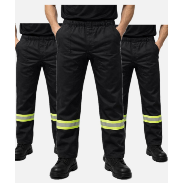 kit 3 calça de uniforme brim - com faixa refletiva