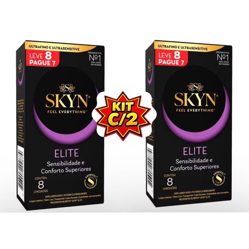 Kit Preservativo Skyn Elite Blowtex Caixa L8P7 - Kit c/8, 16 ou 24 preservativos