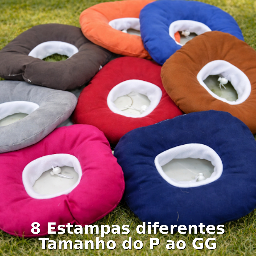 Colar Elizabetano Pet em Camurça – Protetor Pós-Cirúrgico para Cães e Gatos (P, M, G e GG )
