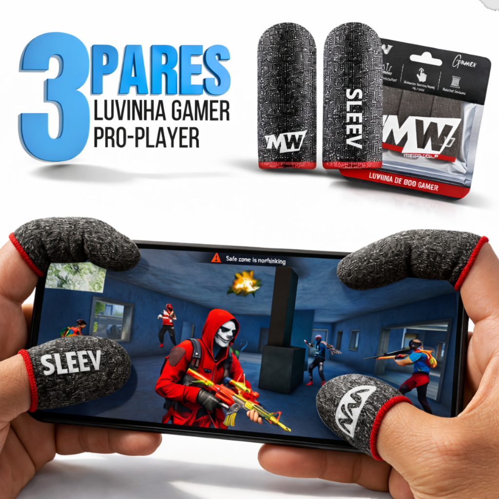 Luvinha de Dedo Gamer Megawolf Anti-Suor Alta Precisão Celular Free Fire PUBG COD Mobile 1 e 3 Pares