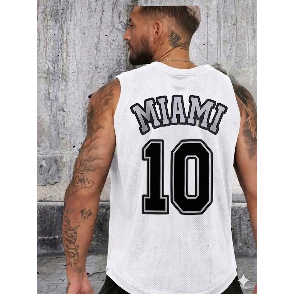 POLAR BEAR Camisa Regata Academia Basica Casual Confotavel Algodao Estilo Ideal Para O Verao Estampado Miami
