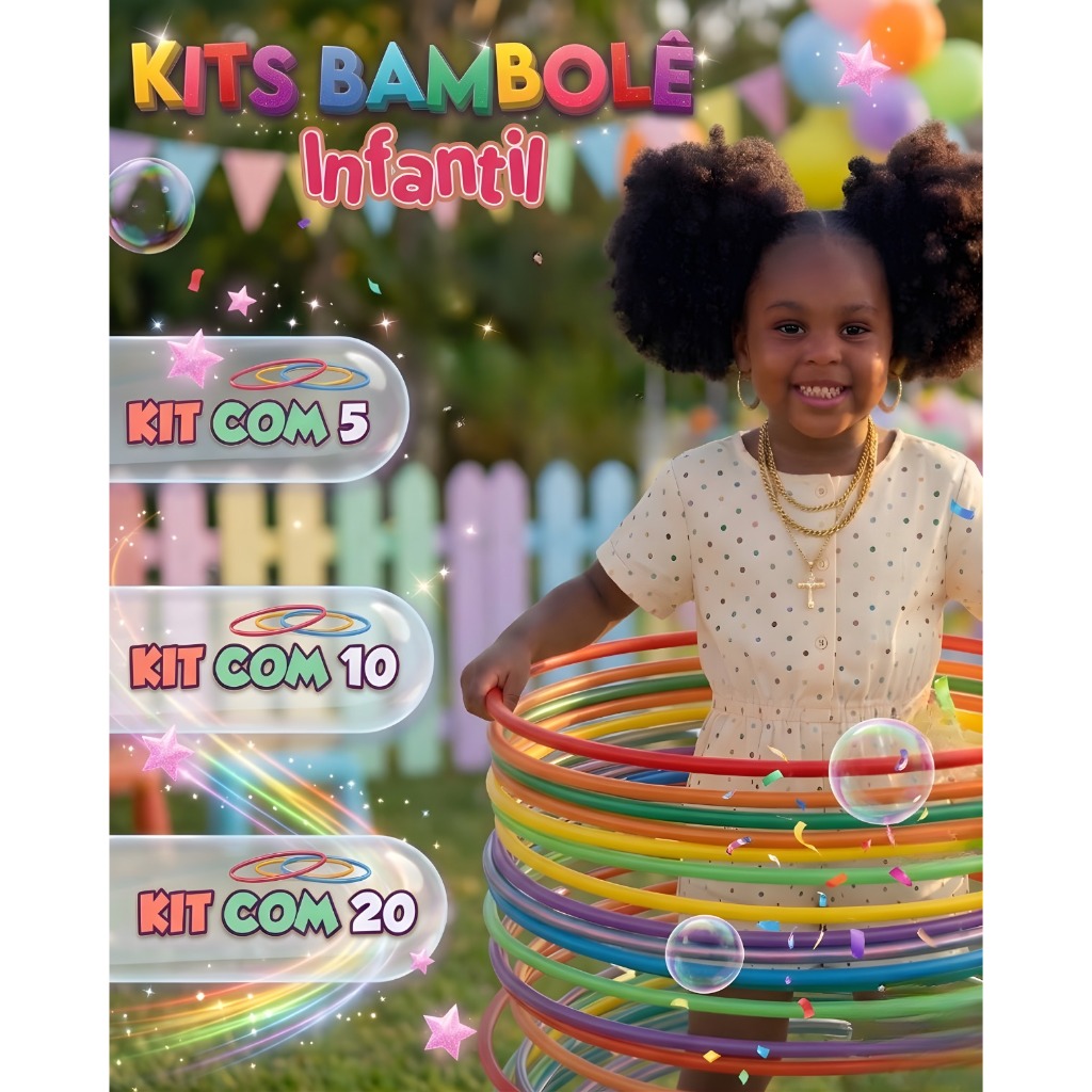 Kit 5/10/20 Bambolês Infantil Adulto 65 cm Colorido Cor Aleatória Brinde Prenda