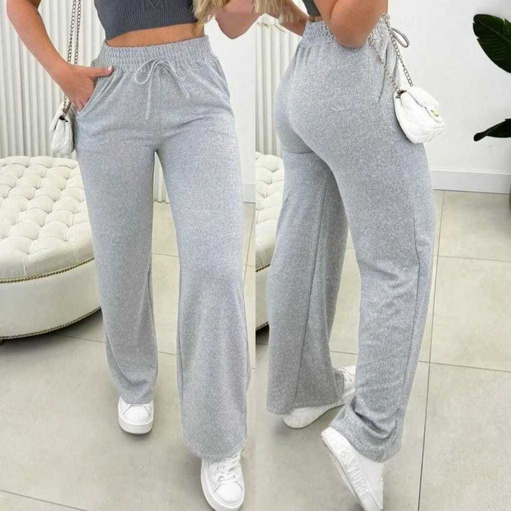 Calça Pantalona Lazinha Feminina Cintura Alta com Laço e bolso Inverno Elegante Confortavel  Envio Rapido Tamanho M , G,