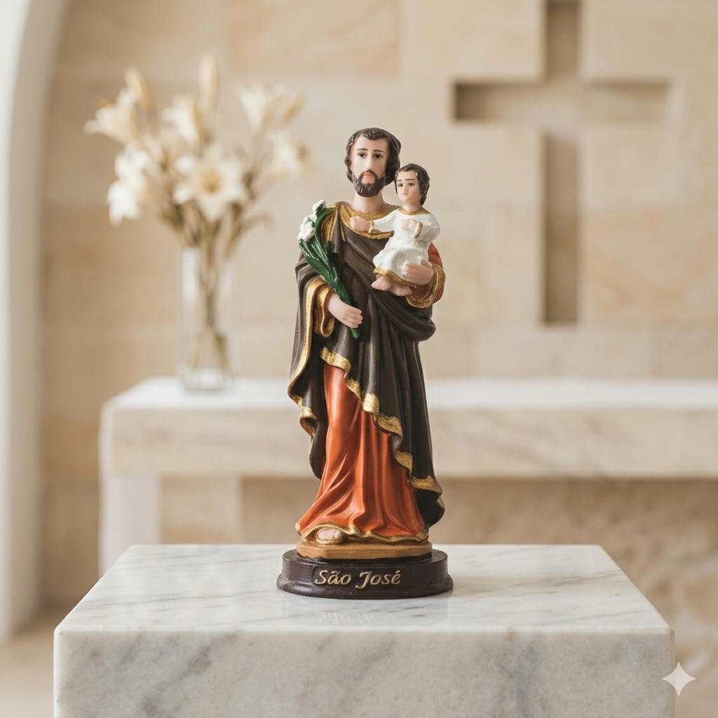 Sao Jose Santo Catolico Resina 15Cm Casa Igreja Peca Artesanal