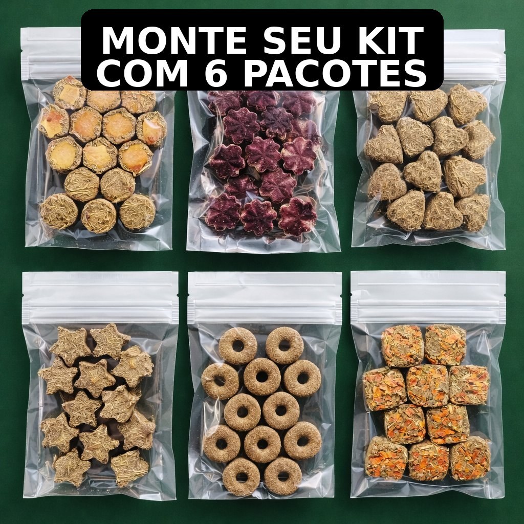 Kit 6 PACOTES DE Biscoito de Feno Artesanal Para Roedores (Coelhos, Chinchila e Porquinho da Índia) 12 UNIDADES