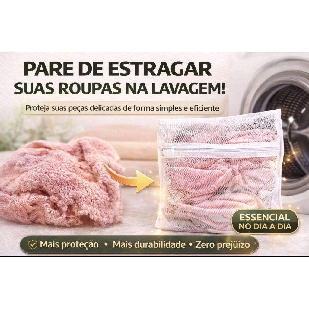 Kit Saco Proteção Total Inteligente Para Roupas Cuidado Máximo Para Lavagem Proteção De Roupas Delicadas