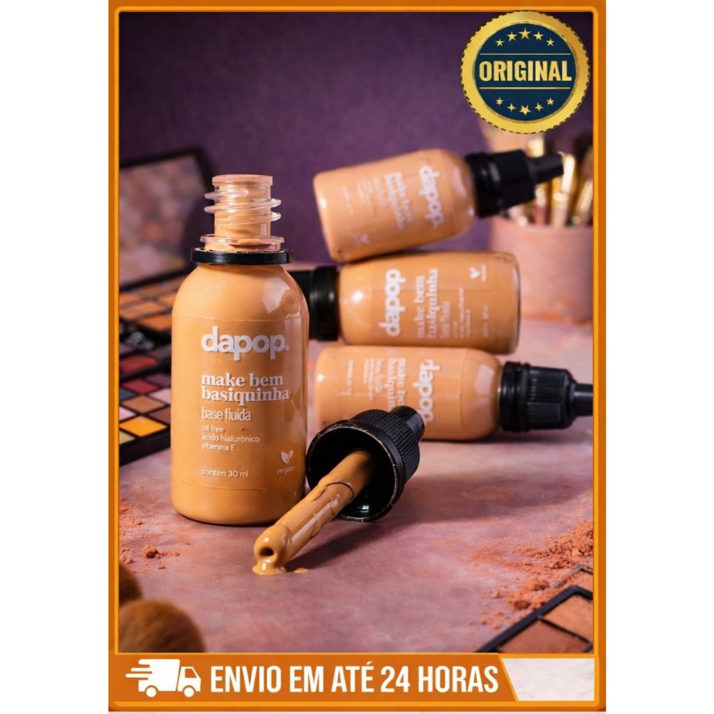Base Líquida Dapop Make Bem Basiquinha Oil Free Ácido Hialurônico + Vitamina E Alta Cobertura