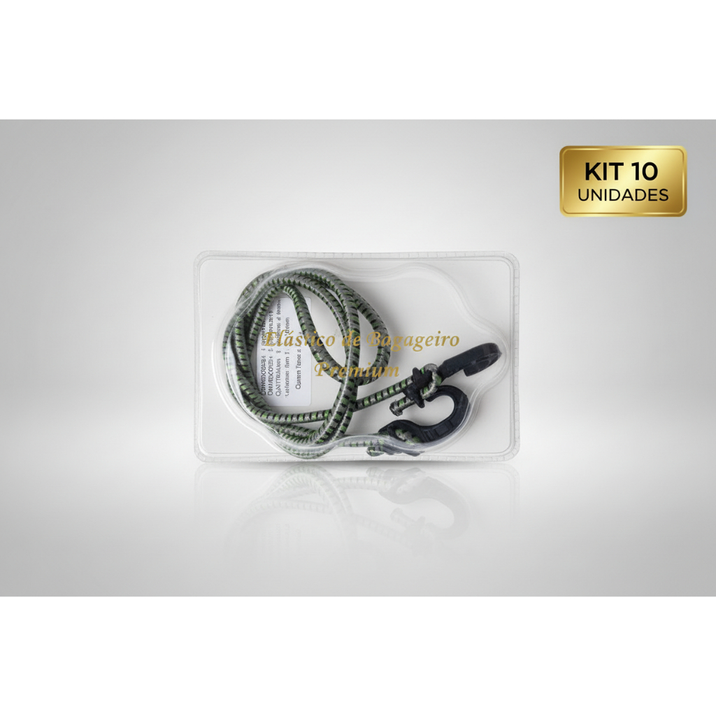 Kit 10 Elásticos para Bagageiro 2m com Ponteira Plástica Reforçada – Moto e Bike