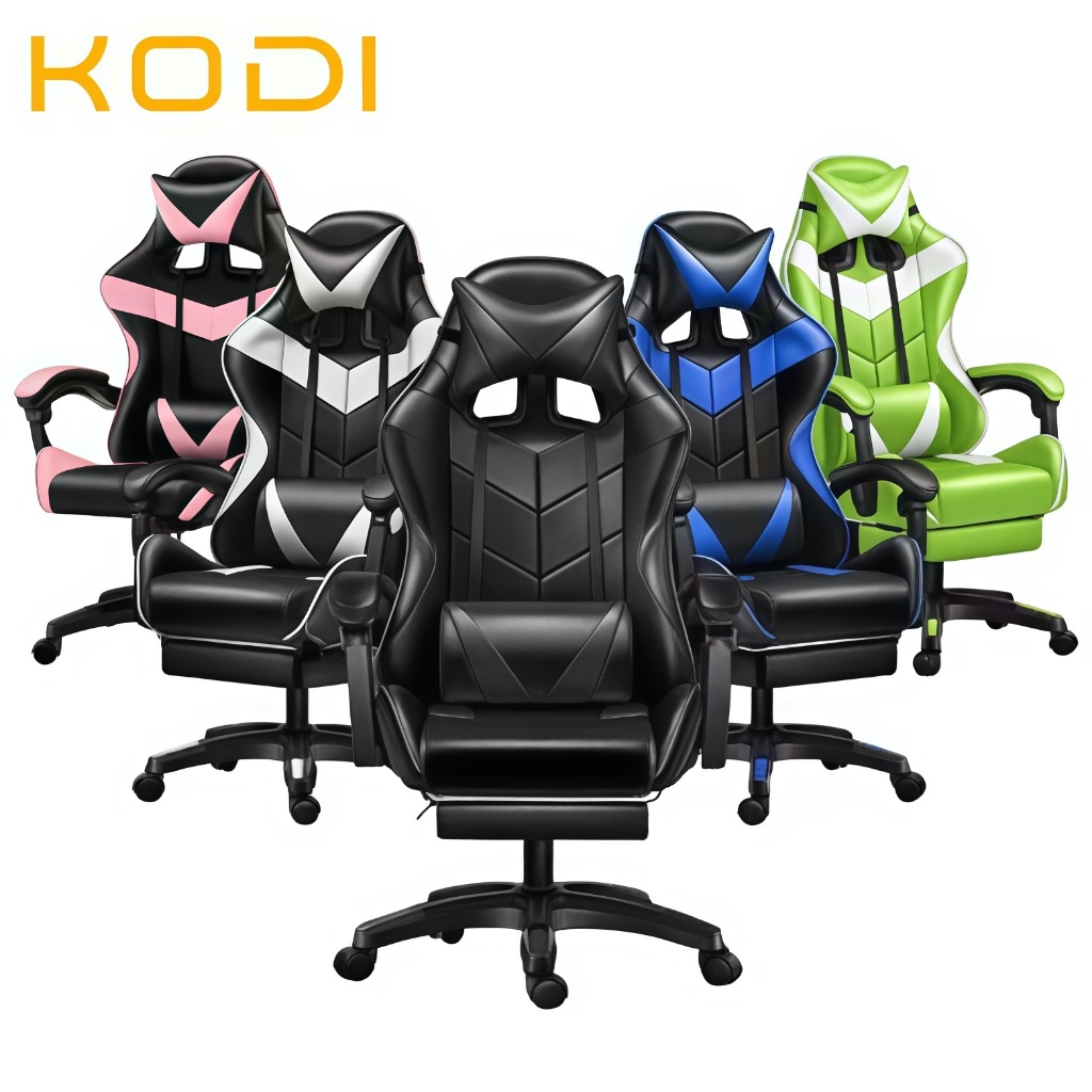 Cadeira Gamer Profissional Escritório Ergonômica Reclinável com Rodízios e Apoio para os Pés -F19