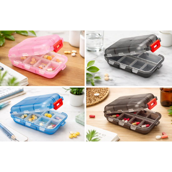 Porta Remédios com 7 Compartimentos Organizador Estojo Portátil para comprimidos pílula Vitaminas e Suplementos