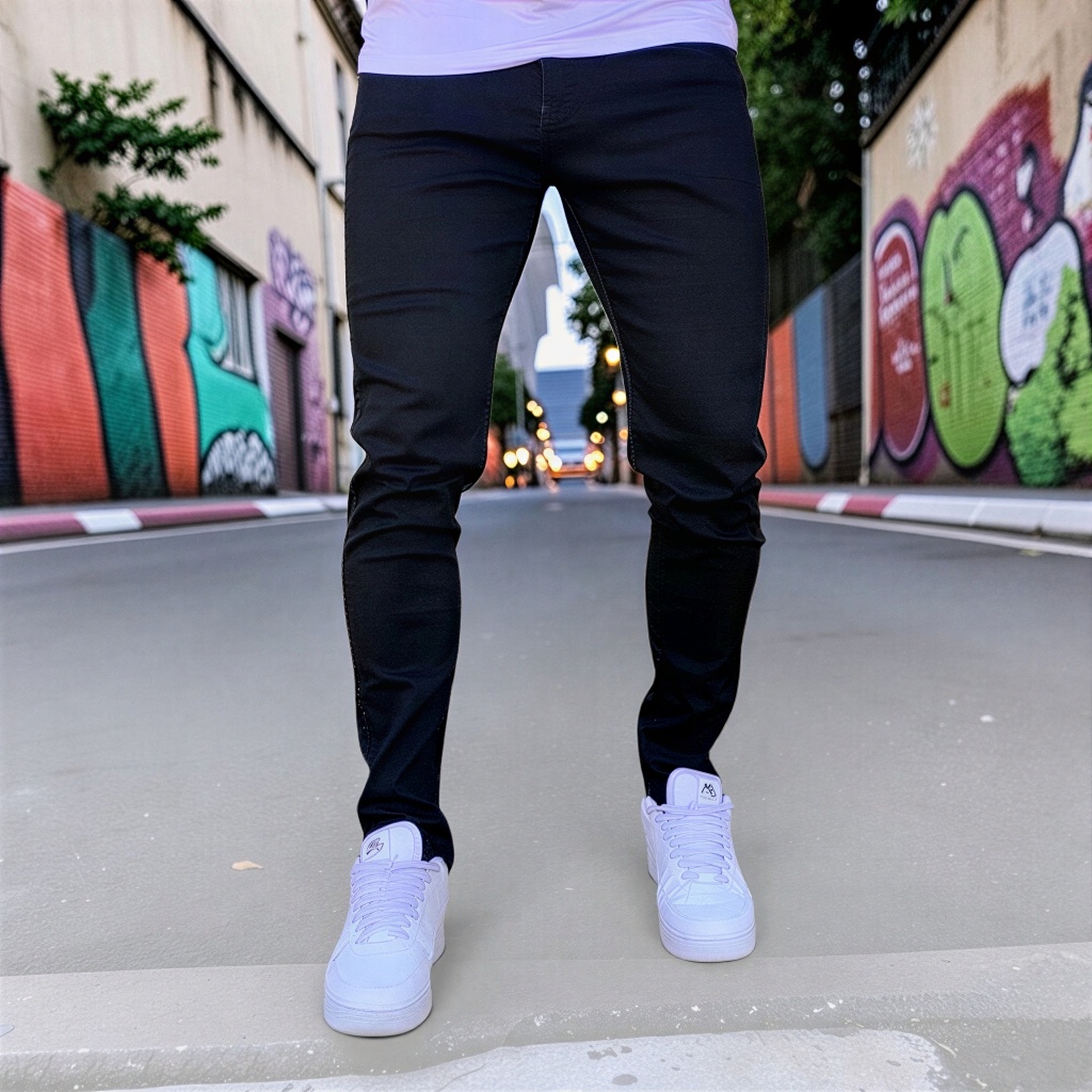 Calça Jeans Masculina Skinny Elastano Lycra Slim Fit Confortável Casual Lavagem Clara/Escura/Preta
