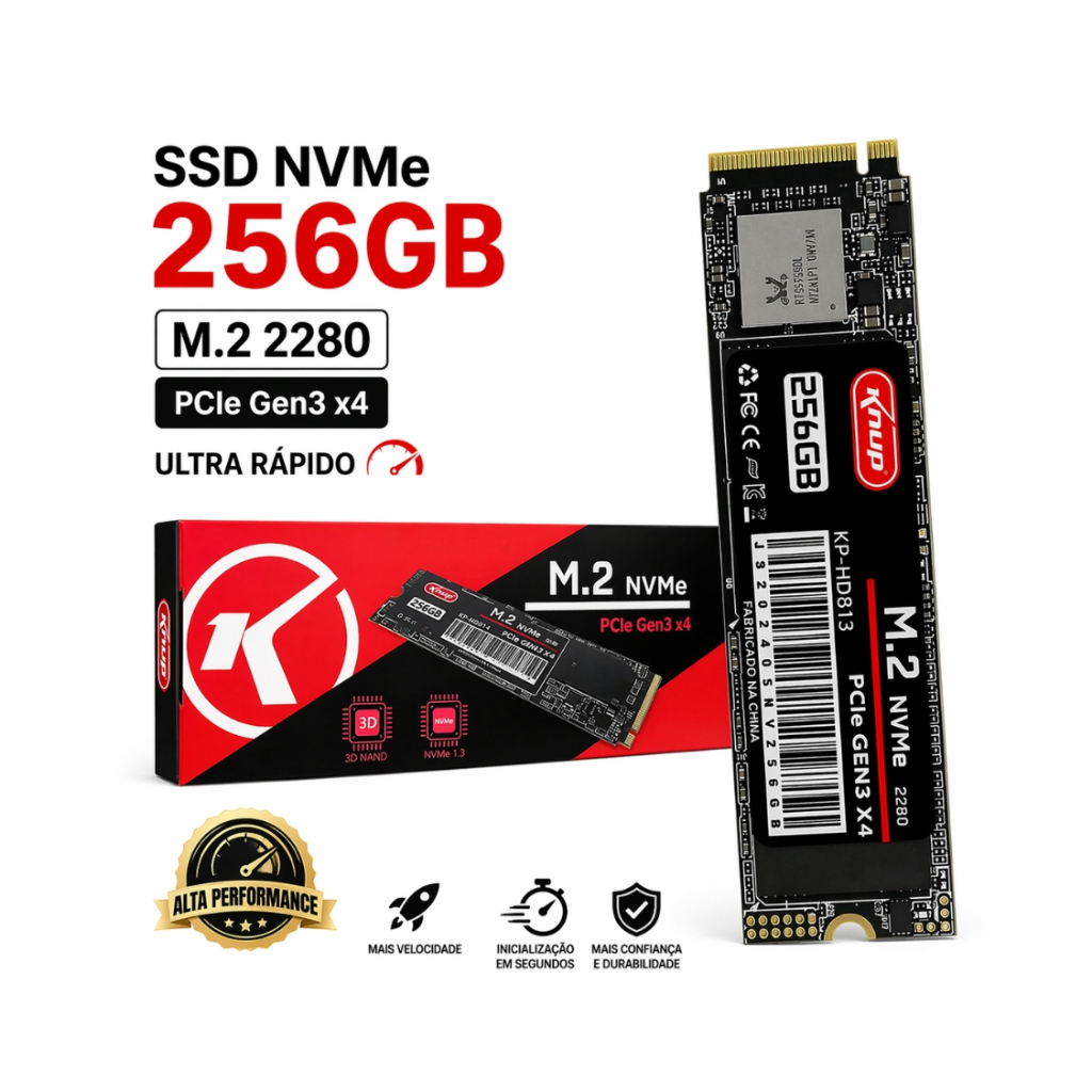 SSD M.2 2280 NVMe 256GB Interno Alta Velocidade PC Notebook Gamer Upgrade Performance Rápido