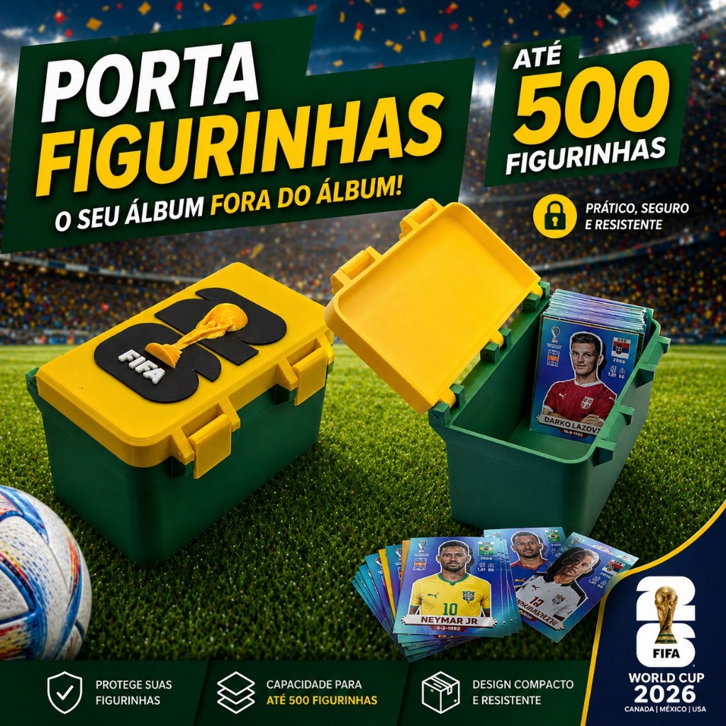 Porta Figurinhas Personalizado Até 500 Unidades | Caixa Organizadora Portátil para Trocas e Coleção