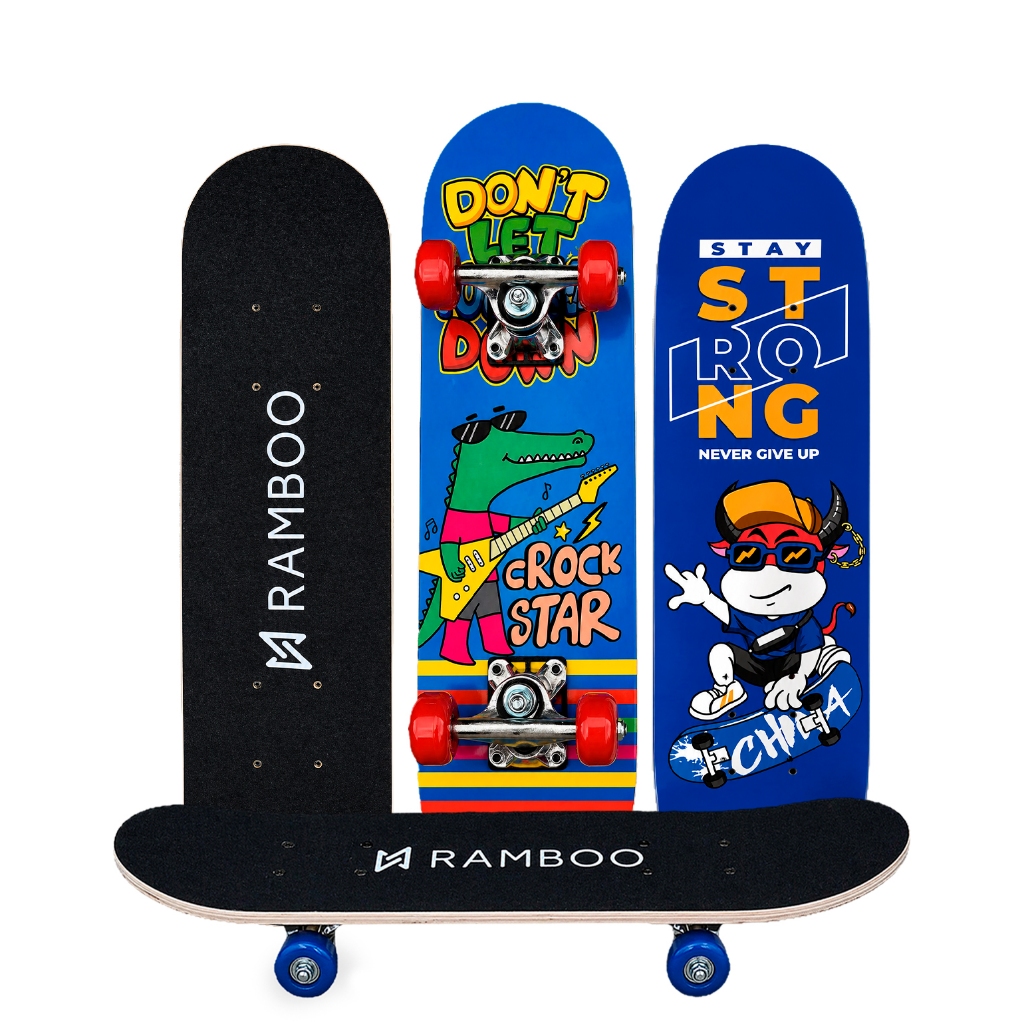 Skate Infantil Semi Profissional Montado Estampado 60cm 45kg