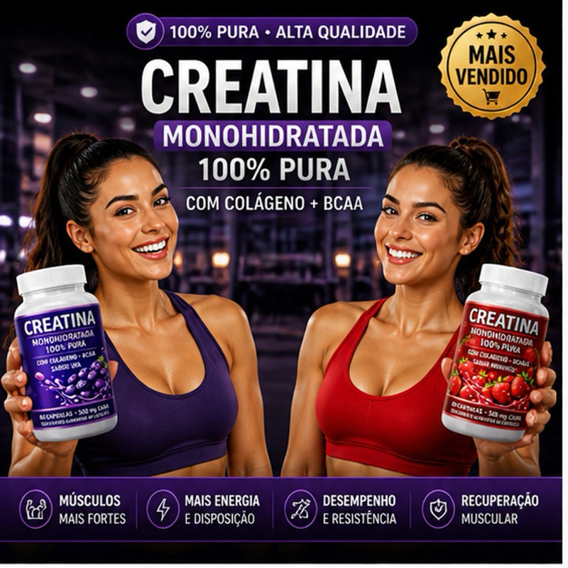 Creatina 60 capsulas | SABORES, 100% Pura – Envio Imediato