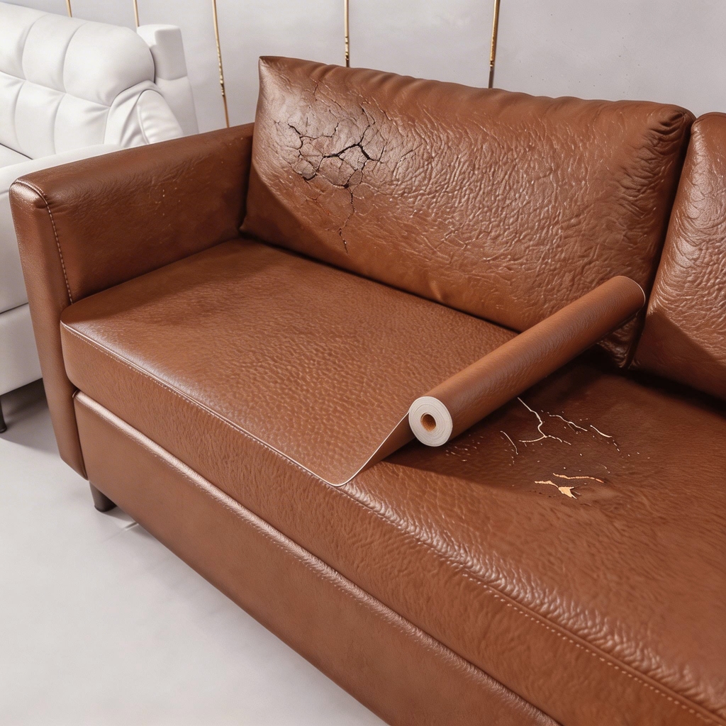 Adesivo Revestimento Couro Sintético Marrom Decoração Sofa Cadeira De Carro Etc Tamanho 50cmx120cm