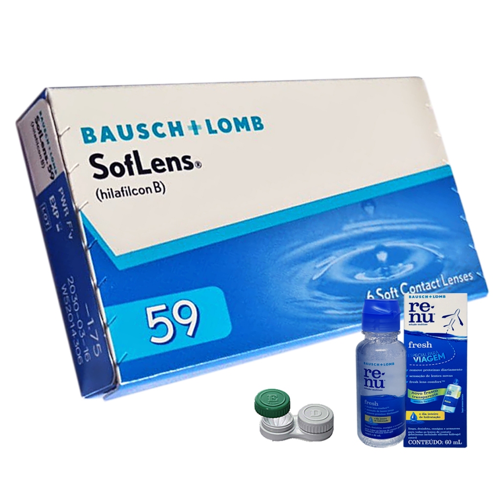 Lente De Contato Bausch Soflens 59 Mensal com Renu 60ml
