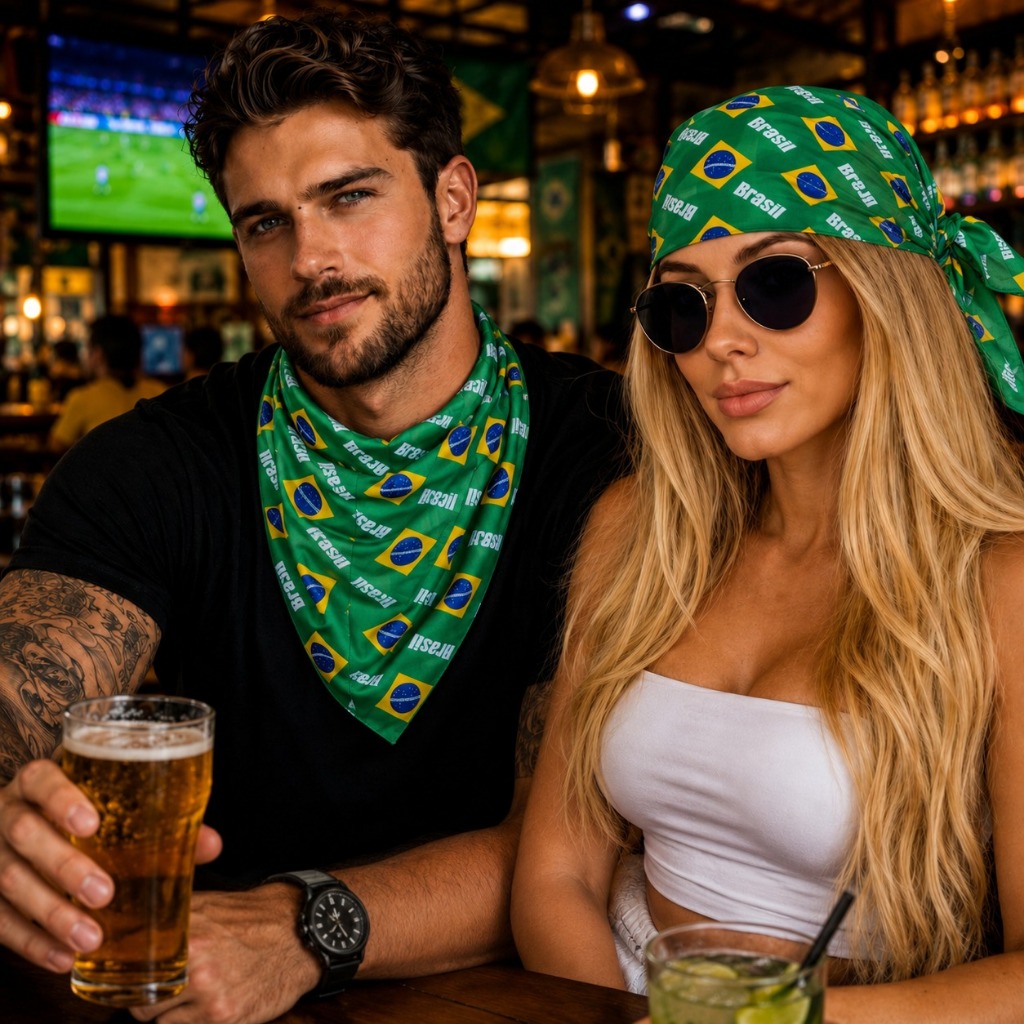 Bandana Brasil Lenço Faixa Torcida Futebol Eventos Festa Moda Unissex Estilo Casual