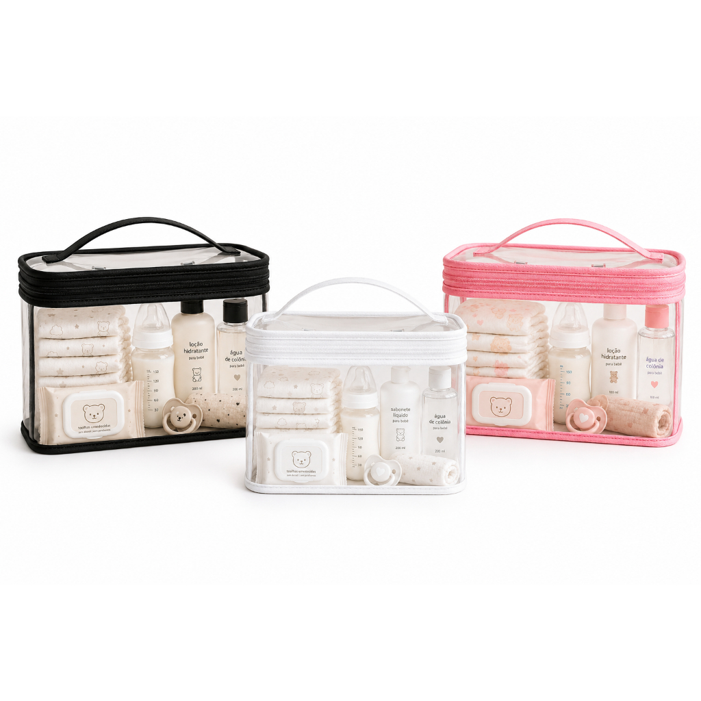 1 Unidade Nécessaire Transparente Organizador Bolsa Mala Saída Maternidade Troca e Fralda bebe