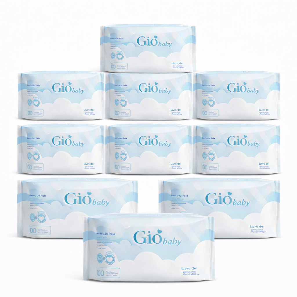 Kit 10 Toalhas Umedecidas Gio Baby 100 Folhas 98% Água
