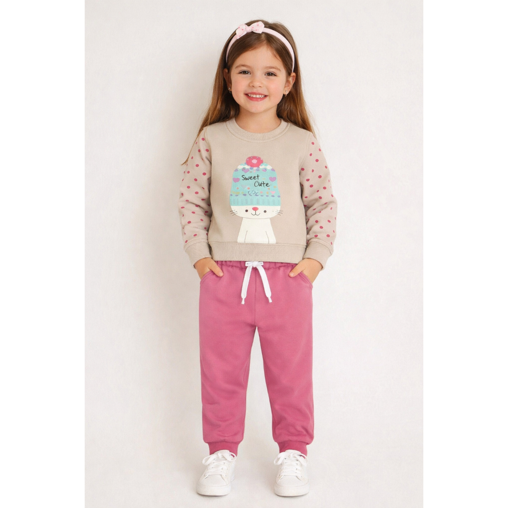 Conjunto Infantil Moletom Menina - quentinho inverno 1, 2 3