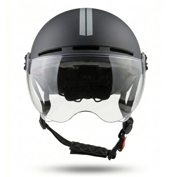 Capacete Coquinho Moto Elétrica E-bike Rava Com Viseira Tamanho 58-62 Preto