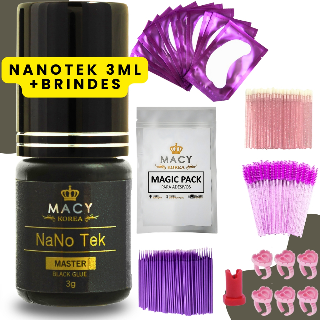 Cola Macy Nanotek 3ml Para Extensão De Cílios Fio Preto