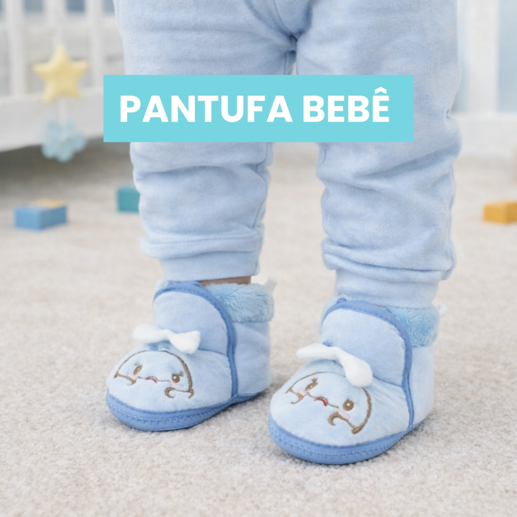 Pantufa Botinha Bebê Menino Baleia Inverno
