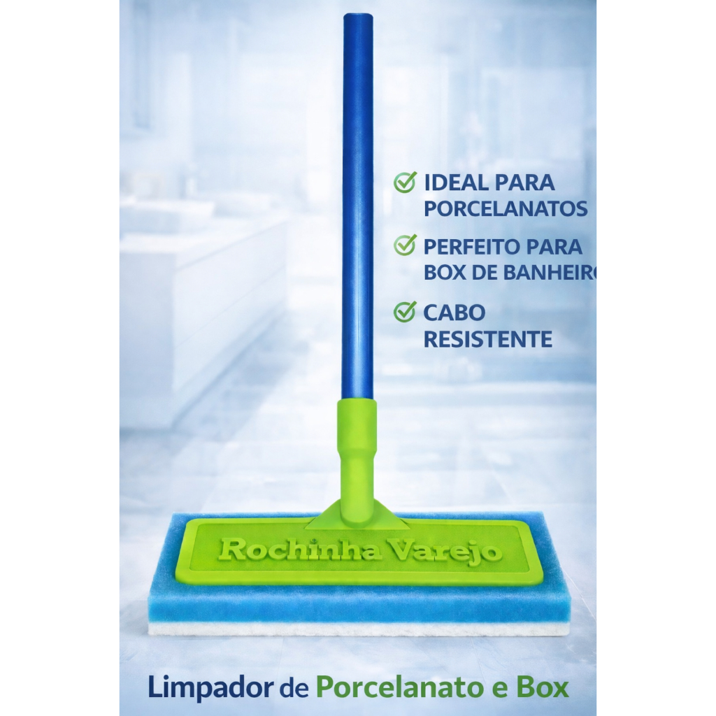 Lava Porcelanato Com Cabo e também Lava  Vidro Box Rodo Esfregão e Limpa Piso Cozinha Faxina Limpeza