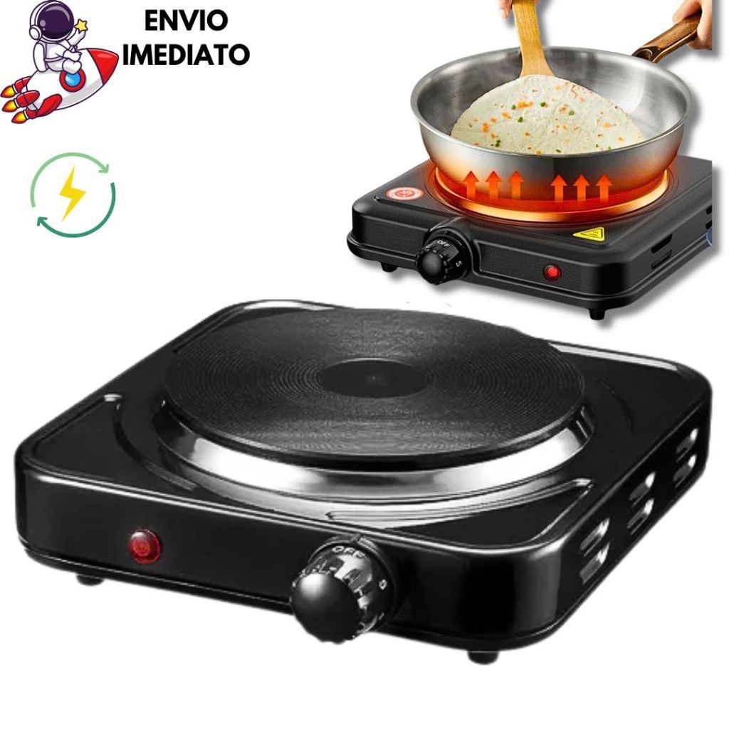 Fogão Cooktop Fogareiro Elétrico Portátil 1 Bocas 1000W 5 Temperaturas Serve em Qualquer panela