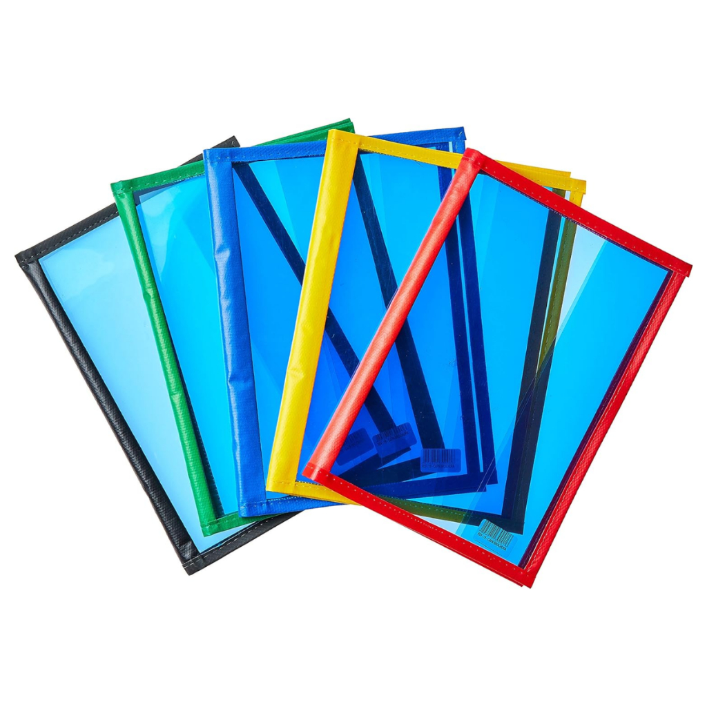 Capa Protetora de Acetato Para Caderno Brochurão Grande 30 x22cm Bordas Coloridas