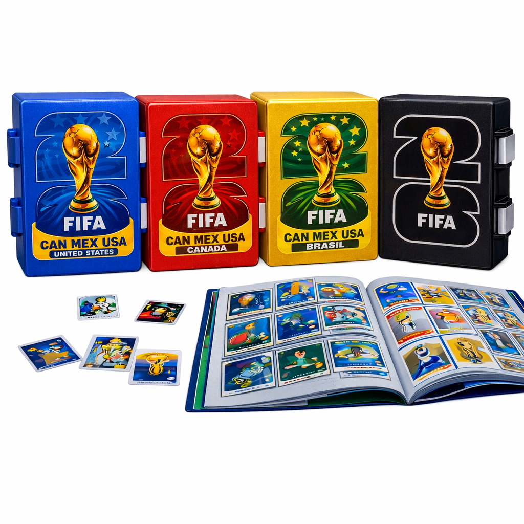 Caixa Porta +400 Figurinhas Copa Do Mundo 2026 Futebol Com Divisória Cards Premium Brasil Organizadora Troféu Taça